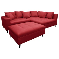 MID.YOU Ecksofa inkl. Hocker, mikrovlakna rdeča