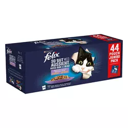 Mega-paket Felix Fantastic So gut wie es aussieht 44x85 g - Piščanec, govedina, tuna, losos