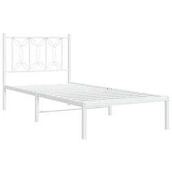 Vidaxl Kovinski posteljni okvir brez vzmetnice z vzglavjem 75x190 cm