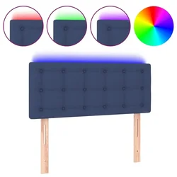 Vidaxl LED posteljno vzglavje modro 90x5x78/88 cm blago