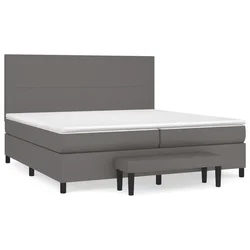 Vidaxl Box spring postelja z vzmetnico siva 200x200 cm umetno usnje