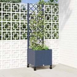 Vrtni saksija s rešetkom i kotačima Plavo Sivo 40 x 40 x 146 cm