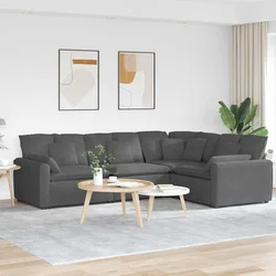 Modularna sofa s jastucima, korduro tkanina, tamno siva