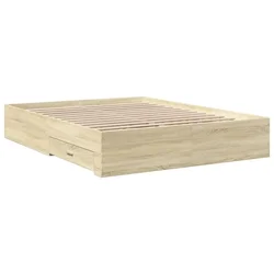 Vidaxl Posteljni okvir s predali sonoma hrast 160x200cm inženirski les