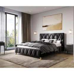 MID.YOU OBLAZINJENA POSTELJA 160 cm x 200 cm , les, kovina, tekstil, leseni material antracit