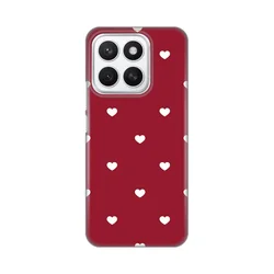 Maska za Honor X8c Burgundy Hearts, Silikonska, Print Skin, Crvena