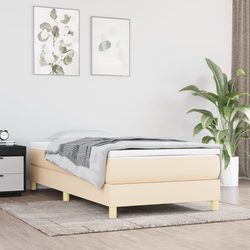 vidaXL Box spring posteljni okvir krem 100x200 cm blago