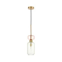 Luster na sajli MOLLY 1xE14/40W/230V, prečnik 12 cm, zlatna/zelena/ružičasta