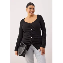 Trendyol Curve Ženska bluza Tbbaw26Af00029, Crna