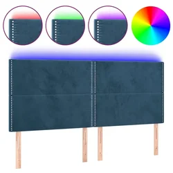 Vidaxl LED posteljno vzglavje temno modro 200x5x118/128 cm žamet