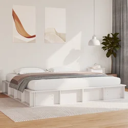 vidaXL Konstrukcija postelje s shranjevanjem Bela 200 x 200 cm les