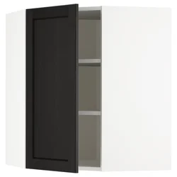 METOD Ugaoni zidni element s policama, bela/Lerhyttan crno bajcovano, 68x80 cm
