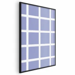 shumee Plakat - Bele črte - mreža z veliko mrežo na modrem ozadju