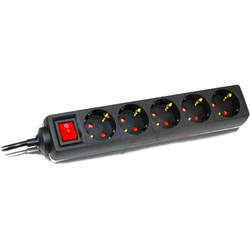COMMEL Produžni Kabl 5 Utičnice Sklop 16A 3500W Crna 1.4m H05VV-F 3G1