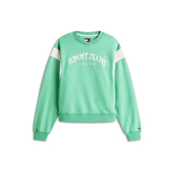 Tommy Jeans Majica VARSITY svetlo zelena/bela