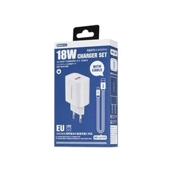 Remax Kućni punjač Kiddy RP-U119, 18W, USB-A, sa Lightning kablom, Bijeli