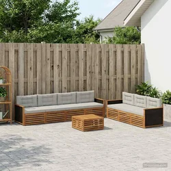 Set vanjskih sofa 8 pcs Prirodna i svjetlosiva 79 x 79 x 37 cm