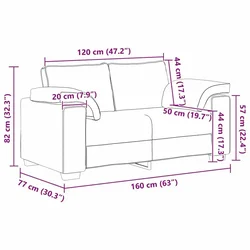Vidaxl Dvosobni kavč Črna 160 cm blago