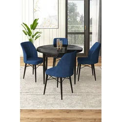 Hanah Home Set Trpezarijski sto i 4 stolice, Tamnoplavi