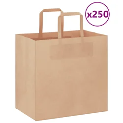 Papirnate vrećice 250 kom s ručkama smeđe 26x17x25 cm
