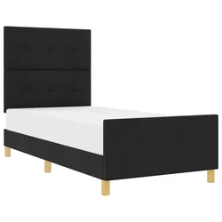 Vidaxl Konstrukcija postelje z vzglavjem Črna 90 x 200 cm blago