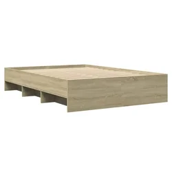 Vidaxl Posteljni okvir brez vzmetnice hrast 140x200 cm inženirski les