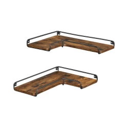 Set od 2 zidne police SHELFY, braon/crne