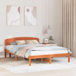 vidaXL Posteljni okvir z naslonjalom Voskasta rjava 140x200 cm Trden les Bor