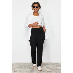 Trendyol Curve Black Asymmetric Waist Detailed Knitted Trousers