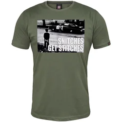 011Shop Muška majica kratkih rukava Snitches get stitches, Maslinasta