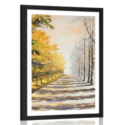Plakat s paspartujem jesenski drevored - 60x90 no frame