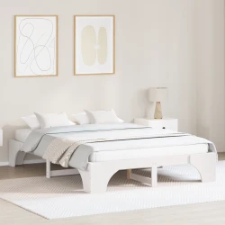 vidaXL Postelja Bela Les 150 x 200 cm Minimalistična Lesena postelja