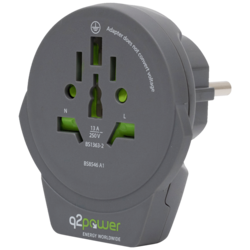 q2power Adapter, putni, univerzalni sa USB-om - World to Europe USB