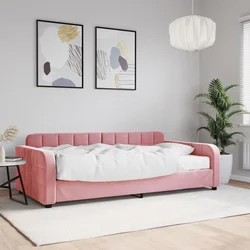 Greatstore Dnevna postelja z vzmetnico roza 100x200 cm žamet