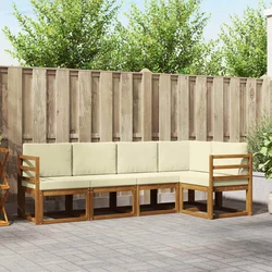 Set vanjskih sofa s jastukom 5 pcs Prirodna i krem