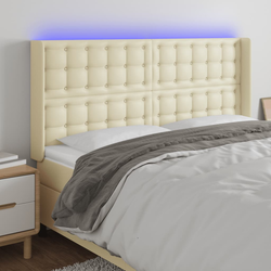 LED uzglavlje krem 147 x 16 x 118/128 cm od umjetne kože