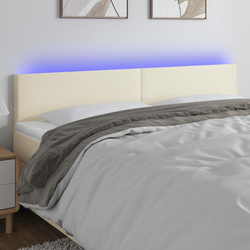 vidaXL LED posteljno vzglavje krem 200x5x78/88 cm umetno usnje