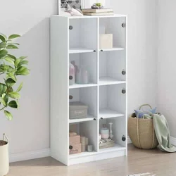 Visoka komoda s vratima bijela 68x37x142 cm konstruirano drvo
