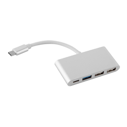 Cadorabo CADORABO 3-PORT USB Več-interface Plug & Play s priključkom USB-C, polnilnico USB-C, 2 USB 2.0 in USB 3.0 vrat za prenosnike, tablice in sodobne naprave z USB-C v srebrni vrati, (20548979)