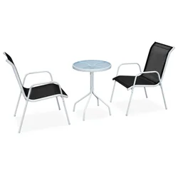 3-dijelni bistro set čelični crni