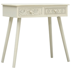 Konzolni stol s 2 izrezbarene ladice sivi 80x40x77 8 cm drveni