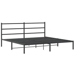 Vidaxl Kovinski posteljni okvir z vzglavjem črn 193x203 cm