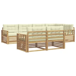 Set vanjskih sofa s jastukom 7 pcs Bijela i krem Poliester