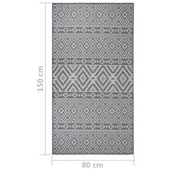 Vanjski tepih ravnog tkanja 80 x 150 cm plave pruge