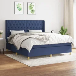 Greatstore Box spring postelja z vzmetnico modra 160x200 cm blago