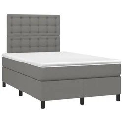 Vidaxl Box spring postelja z vzmetnico temno siva 120x190 cm blago