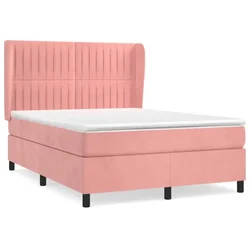 Vidaxl Box spring postelja z vzmetnico roza 140x190 cm žamet