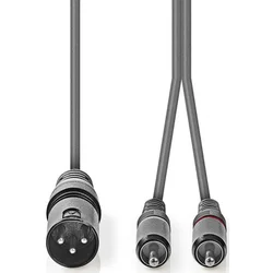 COTH15200GY15, Balansirani audio kabl, XLR 3-pinski muški, 2x RCA muški, Niklovani, 1,50 m, PVC