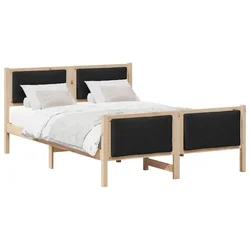 Vidaxl Konstrukcija postelje z vzglavjem Črna 135 x 190 cm blago