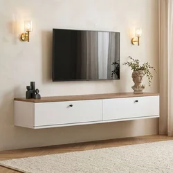 Hanah Home TV komoda Ligne 160, 160 cm, atlantski bor / bela
